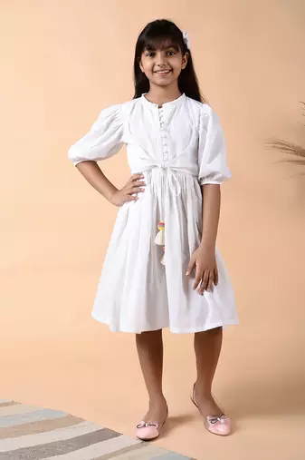 White pearl overlap dress