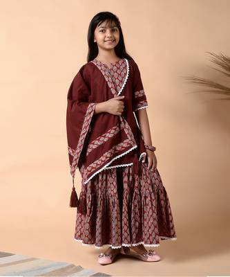 Maroon garnet sharara set 1