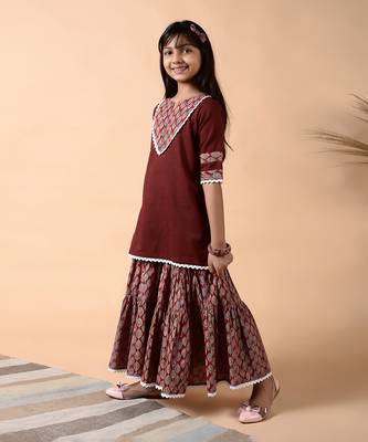 Maroon garnet sharara set 3