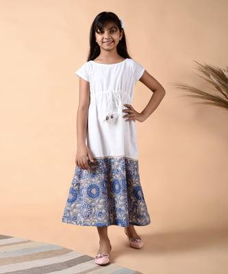 White neelam border dress 2