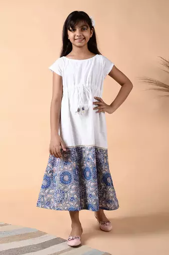 White neelam border dress