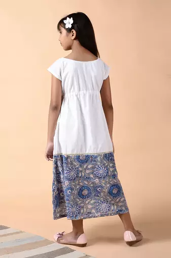 White neelam border dress