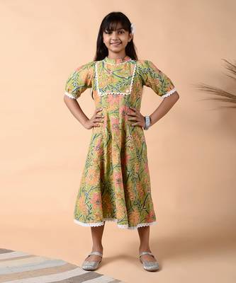 Emerald green yoke dress 1