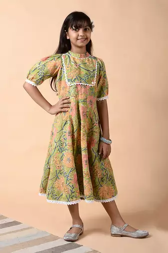 Emerald green yoke dress