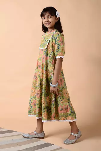 Emerald green yoke dress