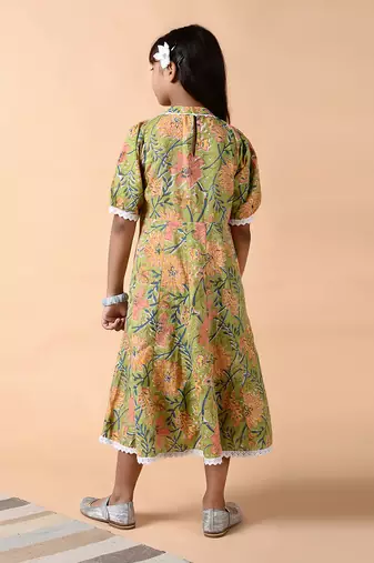 Emerald green yoke dress