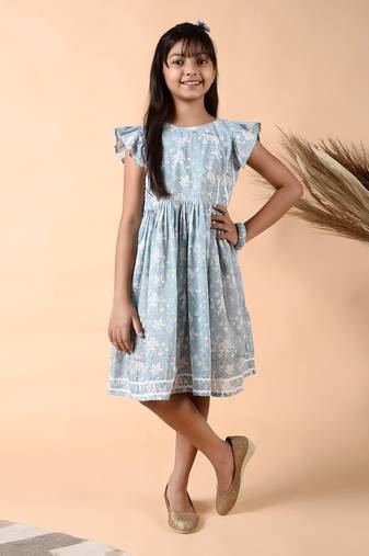 Ice gray marbel frill dress