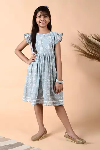 Ice gray marbel frill dress