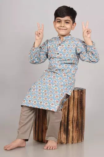 Stone blue kurta set