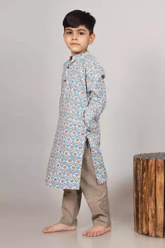 Stone blue kurta set
