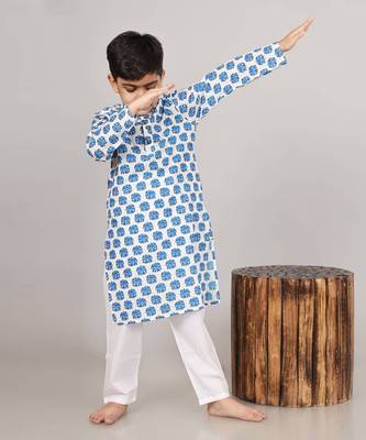 Blue elephant kurta set 1