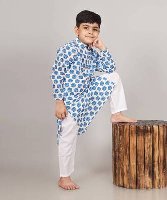 Blue elephant kurta set 2