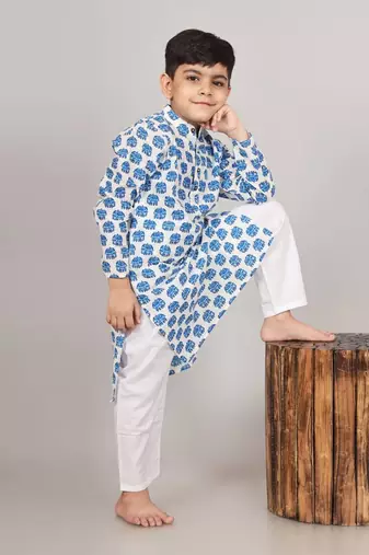 Blue elephant kurta set