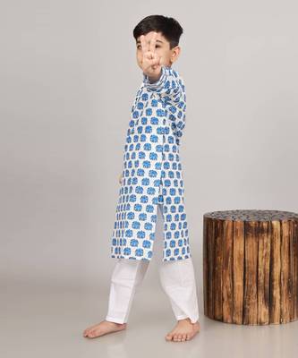 Blue elephant kurta set 3
