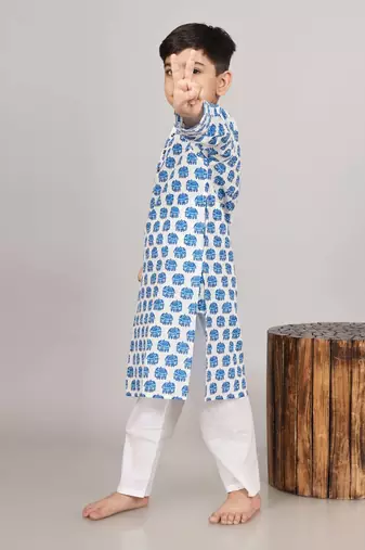 Blue elephant kurta set