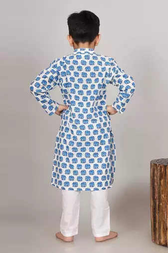 Blue elephant kurta set
