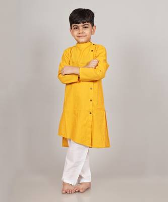 Yellow asymmetric kurta set 1