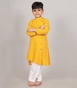 Yellow asymmetric kurta set