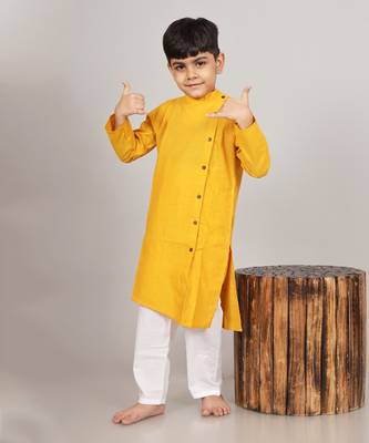 Yellow asymmetric kurta set 2