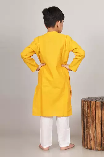 Yellow asymmetric kurta set