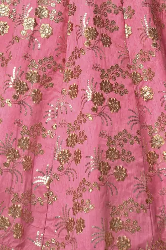 Pink Silk Sequins And Thread Embroidered Lehenga Choli Set