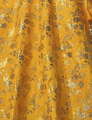 Mustard Dori Zari And Sequins Embroidered Thai Silk Wedding Lehenga For Bride 9