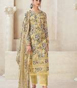 Stylee lifestyle yellow pure cotton embroidered dress material