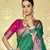 Sea green plain banarasi silk saree with blouse