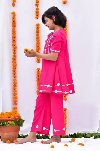 Pink rani kurta set