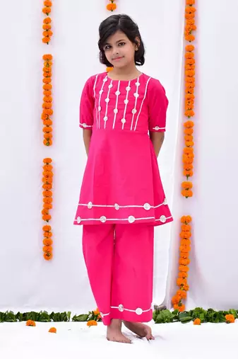 Pink rani kurta set