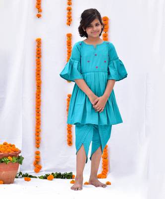 Turquoise bahar dhoti set 1