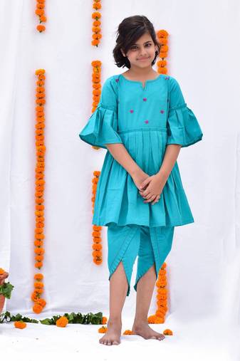 Turquoise bahar dhoti set