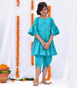 Turquoise bahar dhoti set
