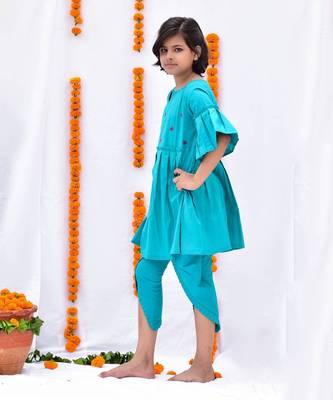 Turquoise bahar dhoti set 2
