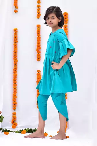 Turquoise bahar dhoti set