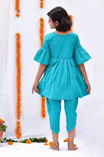 Turquoise bahar dhoti set