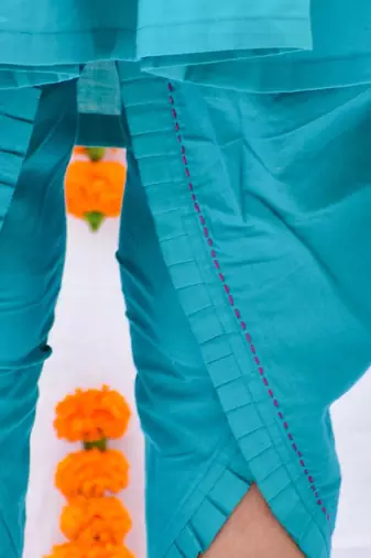 Turquoise bahar dhoti set