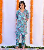 Sky blue bahar angrakha set