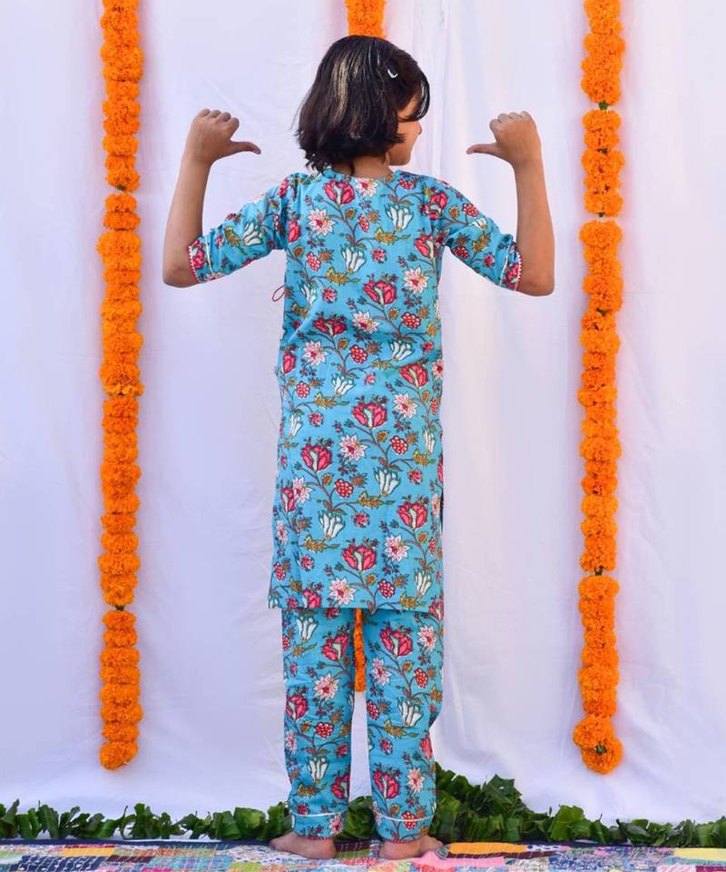 Sky blue bahar angrakha set