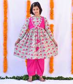 Pink gulab layered kurta set