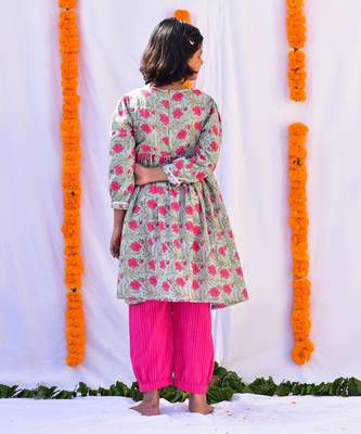Pink gulab layered kurta set 3