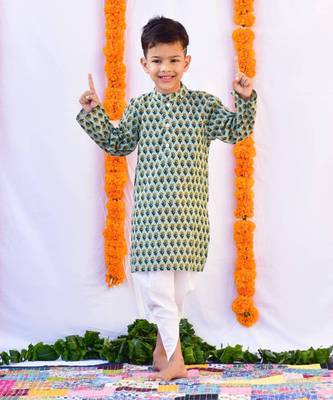 Fern green kurta & dhoti set 1