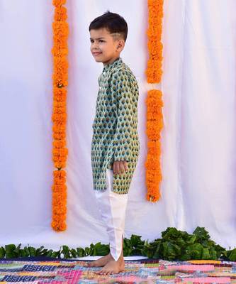 Fern green kurta & dhoti set 2