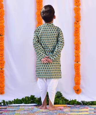 Fern green kurta & dhoti set 3