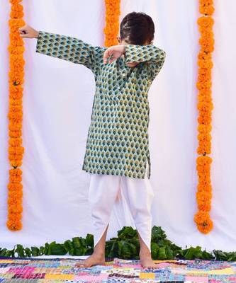 Fern green kurta & dhoti set 4