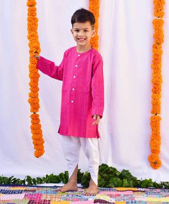 Pink & white dhoti set 1