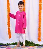 Pink & white dhoti set