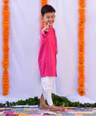 Pink & white dhoti set 2