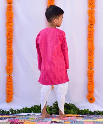 Pink & white dhoti set 3