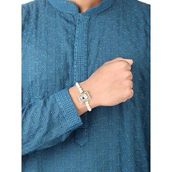 Designer Stone Pearl Studded Combo Rakhi Bracelet for Men/Brother/ Bhaiya (Pack of 2) (R010R-W) 3